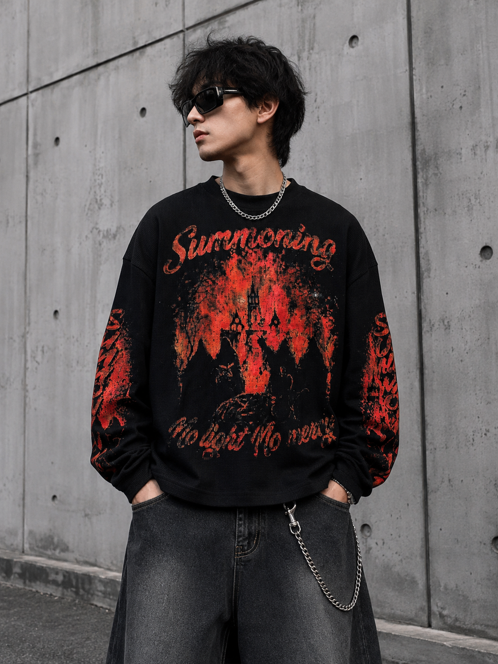 Rebel Flame Boxy Waffle T-Shirt